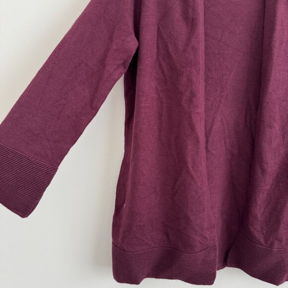 Evolution By Cyrus Burgundy 3/4 Sleeve Open Front Cardigan Sweater Size S - Picture 6 of 7
